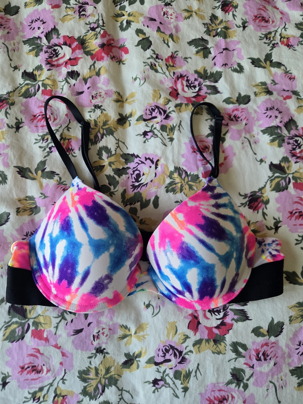 PINK Victoria's Secret Tie-Dye Push-Up Bra in Pink Blue Purple